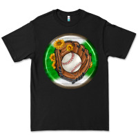 Black baseball with sunflower round earrings Premium Tee - BundleAndBundleShop