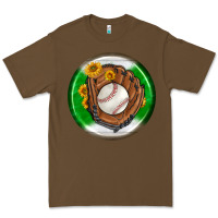Cacao baseball with sunflower round earrings Premium Tee - BundleAndBundleShop