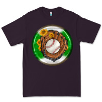 Plum baseball with sunflower round earrings Premium Tee - BundleAndBundleShop