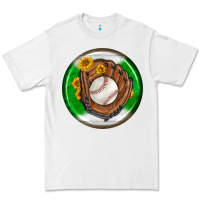 White baseball with sunflower round earrings Premium Tee - BundleAndBundleShop