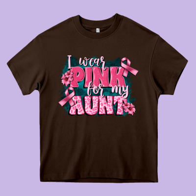 I Wear Pink For My Aunt Heavy Core Tee Designed By Fadigitalartstudio
