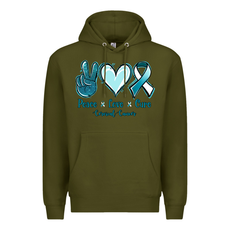 Peace Love Cure Cervical Cancer Premium Hoodie by Jasminsmagicworld | Teevron