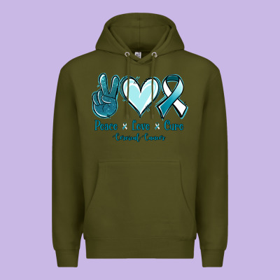 Peace Love Cure Cervical Cancer Premium Hoodie Designed By Jasminsmagicworld