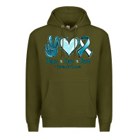 Army Green Peace Love Cure Cervical Cancer Premium Hoodie - Jasminsmagicworld