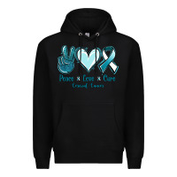 Black Peace Love Cure Cervical Cancer Premium Hoodie - Jasminsmagicworld