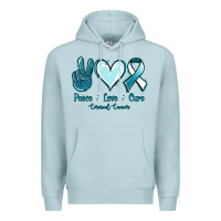 Blue Mist Peace Love Cure Cervical Cancer Premium Hoodie - Jasminsmagicworld