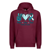 Burgundy Peace Love Cure Cervical Cancer Premium Hoodie - Jasminsmagicworld
