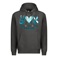 Charcoal Heather Peace Love Cure Cervical Cancer Premium Hoodie - Jasminsmagicworld