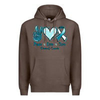 Coffee Peace Love Cure Cervical Cancer Premium Hoodie - Jasminsmagicworld