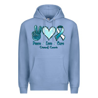 Colony Blue Peace Love Cure Cervical Cancer Premium Hoodie - Jasminsmagicworld