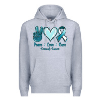 Heather Grey Peace Love Cure Cervical Cancer Premium Hoodie - Jasminsmagicworld