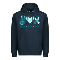Navy Peace Love Cure Cervical Cancer Premium Hoodie - Jasminsmagicworld