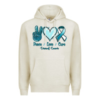 Oatmeal Heather Peace Love Cure Cervical Cancer Premium Hoodie - Jasminsmagicworld