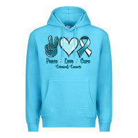 Ocean Blue Peace Love Cure Cervical Cancer Premium Hoodie - Jasminsmagicworld