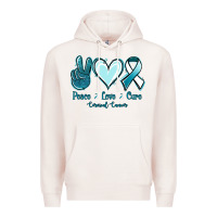 Pale Pink Peace Love Cure Cervical Cancer Premium Hoodie - Jasminsmagicworld