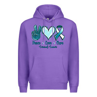 Purple Peace Love Cure Cervical Cancer Premium Hoodie - Jasminsmagicworld