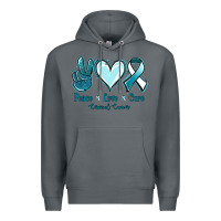 Rock Peace Love Cure Cervical Cancer Premium Hoodie - Jasminsmagicworld