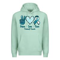 Seafoam Peace Love Cure Cervical Cancer Premium Hoodie - Jasminsmagicworld