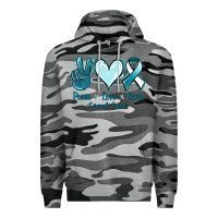 Slate Camo Peace Love Cure Cervical Cancer Premium Hoodie - Jasminsmagicworld