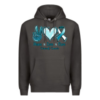 Smoke Peace Love Cure Cervical Cancer Premium Hoodie - Jasminsmagicworld