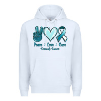 White Peace Love Cure Cervical Cancer Premium Hoodie - Jasminsmagicworld