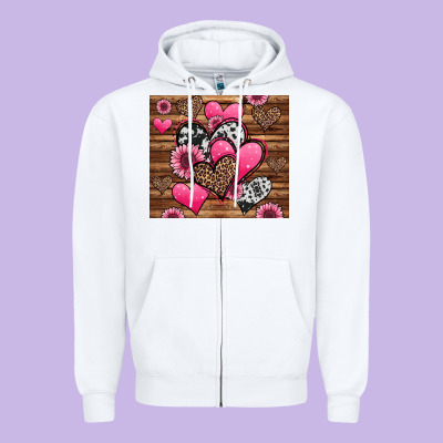 Valentines Day Western Hearts And Sunflowers Zipper Hoodie Designed By Jasminsmagicworld