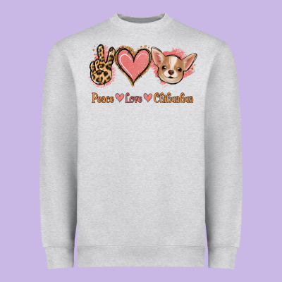 Peace Love Chihuahua Heavyweight Sweatshirt Designed By Jasminsmagicworld