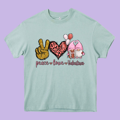 Peace Love Valentines Gnomes Heavy Core Tee Designed By Jasminsmagicworld