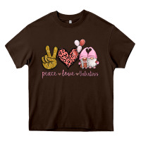 Chocolate Brown Peace Love Valentines Gnomes Heavy Core Tee - Jasminsmagicworld
