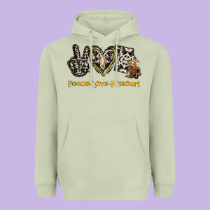Peace Love Missouri Heavyweight Hoodie Designed By Jasminsmagicworld