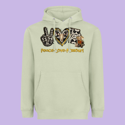 Peace Love Missouri Heavyweight Hoodie Designed By Jasminsmagicworld