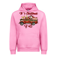 Fuchsia Pink it's christmas y'all truck with farm animals Urban Hoodie - RanaPortraitStore