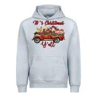 Heather Grey it's christmas y'all truck with farm animals Urban Hoodie - RanaPortraitStore