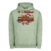 Pigment Oil Green it's christmas y'all truck with farm animals Urban Hoodie - RanaPortraitStore
