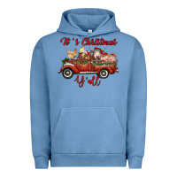 Pigment Pebble Blue it's christmas y'all truck with farm animals Urban Hoodie - RanaPortraitStore