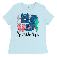 Baby Blue Scrub Life Nurse Ladies Tee - LillyAllenDesigns