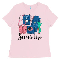 Bubblegum Pink Scrub Life Nurse Ladies Tee - LillyAllenDesigns