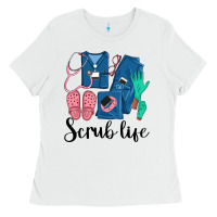 White Scrub Life Nurse Ladies Tee - LillyAllenDesigns