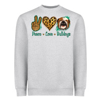 Heather Grey Peace Love Bulldog Heavyweight Sweatshirt - Jasminsmagicworld