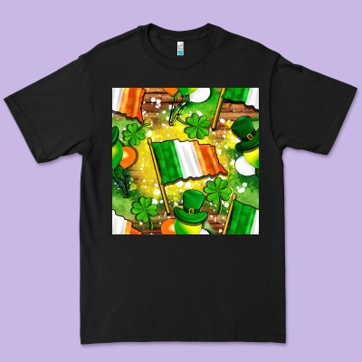 Ireland Flag With St. Patrick's Day  Digital Paper Premium Tee Designed By Bundleandbundleshop