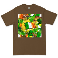 Cacao Ireland flag with St. Patrick's Day  digital paper Premium Tee - BundleAndBundleShop