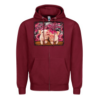 Burgundy be mine valentine's day pigs Zipper Hoodie - Jasminsmagicworld