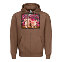 Chestnut be mine valentine's day pigs Zipper Hoodie - Jasminsmagicworld
