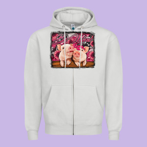 Be Mine Valentine's Day Pigs Zipper Hoodie Designed By Jasminsmagicworld