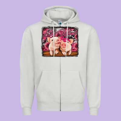 Be Mine Valentine's Day Pigs Zipper Hoodie Designed By Jasminsmagicworld