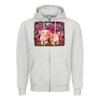 Dove Grey be mine valentine's day pigs Zipper Hoodie - Jasminsmagicworld