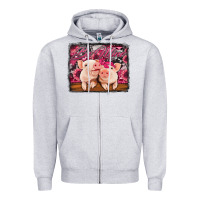Heather Grey be mine valentine's day pigs Zipper Hoodie - Jasminsmagicworld