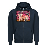 Navy be mine valentine's day pigs Zipper Hoodie - Jasminsmagicworld