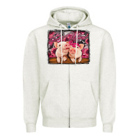 Oatmeal Heather be mine valentine's day pigs Zipper Hoodie - Jasminsmagicworld