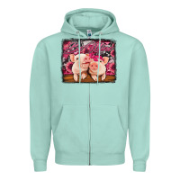 Seafoam be mine valentine's day pigs Zipper Hoodie - Jasminsmagicworld